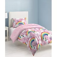 Juego De Edredon Dream Factory Unicorn Rainbow, Full / Quee