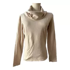 Sweater Polera Beige Con Cuello Amplio Volcado A G Store