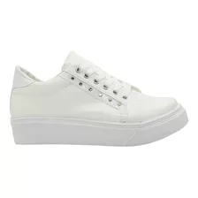 Zapatilla Urbana Moda Mujer Baja Con Tachines Magi Blanco 