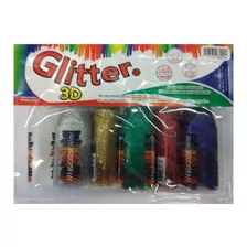 Adhesivo Magicolor Glitter 3d Brillo 40g Arte Slime Paq X 6