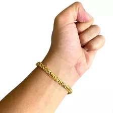 Pulseira Masculina Lançamento Elo Peruano 7mm Banhada A Ouro