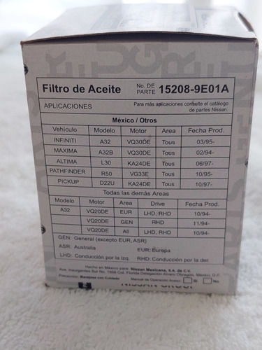 5 Filtros Aceite Nissan Original Versa March Tida Kicks Np30 Foto 6