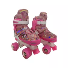 Patins Infantil Rosa Unicónio Rodas Led Kit Proteção