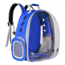 Mochila Bolso Transporte Transparente Mascotas Perros Gatos Color Azul