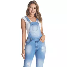 Macacão Jeans Feminino Destroyed Lycra Original Premium