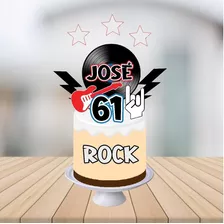 Topo De Bolo Personalizado Topper Rock And Roll