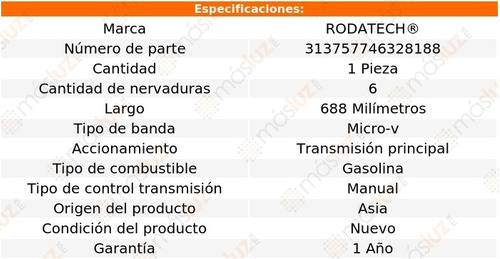 (1) Banda Accesorios Micro-v T/principal 850 2.5l 4 Cil 97 Foto 2