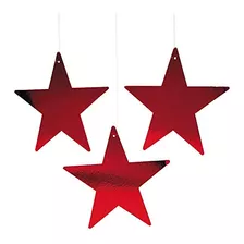 Decoración De Estrellas De Cartón Rojo De 12 Pulgadas...