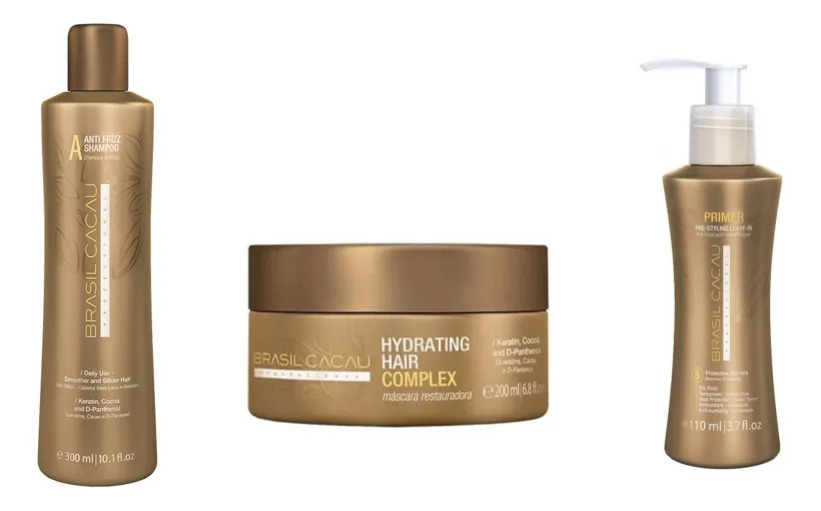 Kit Shampoo Brasil Cacau, Máscara Y Protector Termico