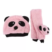 Kit De Gorro + Bufanda Motivo Oso Panda Bebe, Niño O Niña