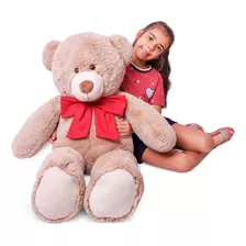 Urso De Pelúcia 1m Grande Com Laço Presente Decoração Amor