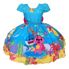 Vestido Baby Shark Azul Tematico Infantil