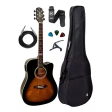 Violao Elétrico Giannini Cutaway Gf1d Ts Kit Capa Acessórios