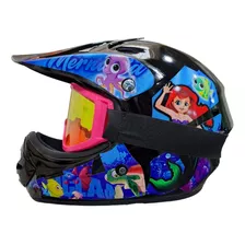 Casco Tipo Cross Para Niños Para Bici Incluye Gafas