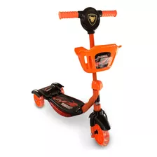 Patinete Brinquedo Laranja C/3 Rodas Som Divertido Regulável