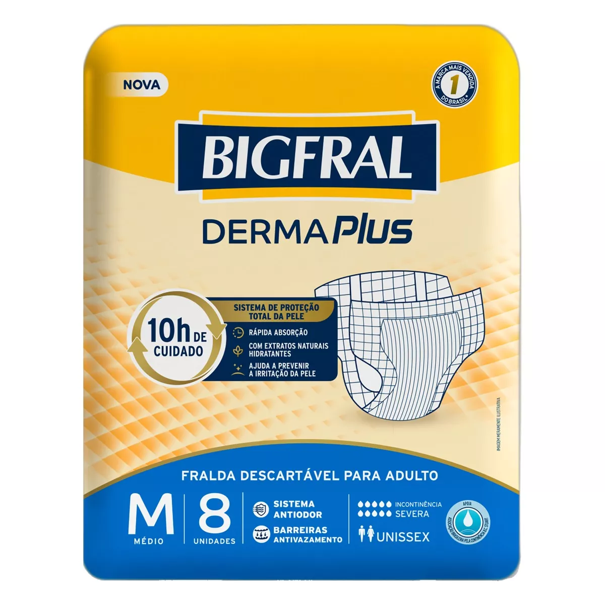 Fraldas Para Adultos Bigfral  Derma Plus M X 8 U
