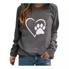 Sudadera Con Estampado De Pata De Perro En Forma De Corazón