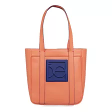 Bolsa Cloe Para Mujer Tote Con Maxi Rubber Asas Reforzadas Color Naranja