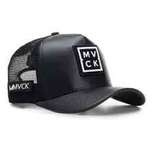 Boné Trucker Madrid Couro Black Mvck Original Qualidade