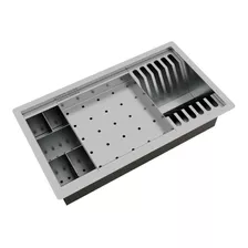 Escorredor Louças Inox Sobrepor Calha Úmida 3 Módulos Cor Inox Escovado Scotch Brite