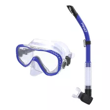 Set Snorkeling Pino Patagonia Mascara Buceo Kit Combo Color Azul