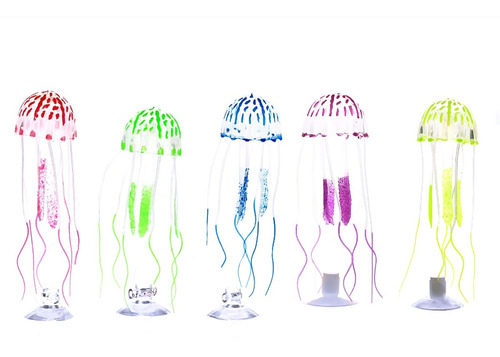 6 Colores Medusas Para Decoración De Acuario, Efecto Brillan
