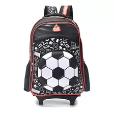 Mochila Carro Skora Letsplay Futbol Roja Pelota Termoformada Color Negro Diseño De La Tela Liso