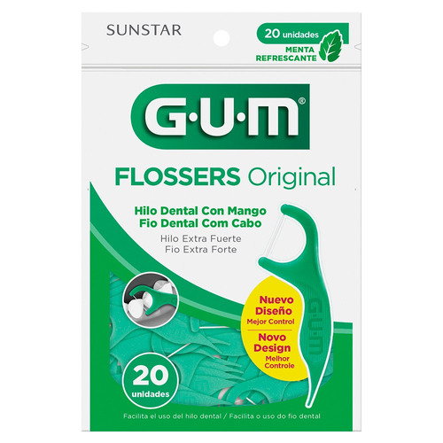 Flosser Dental Gum Con Aplicador Original Sabor Menta 20 u