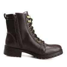 Bota Coturno Casual Feminino Ziper Lateral Lado Interno