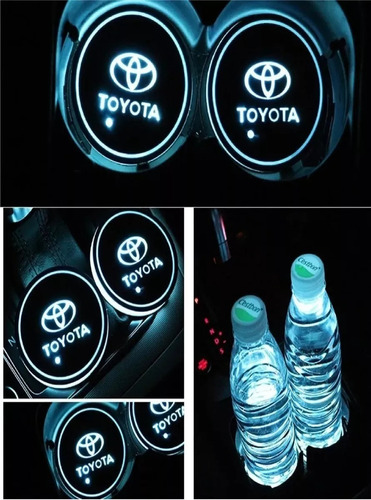 Porta Vasos Luces Led Cambia 7 Colores Emblema Toyota (par) Foto 3