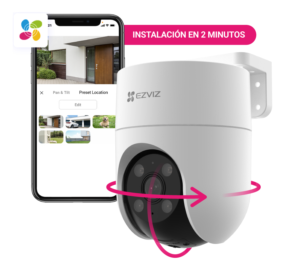 Camara De Seguridad Wifi Domo Color Full Hd Ezviz H8c 2mp 1080 Vista 360 Color Blanco