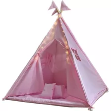 Cabana Infantil Completa + 4 Bandeirinhas + Led Cor Rosa