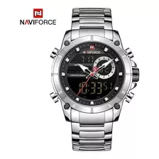 Relógio Masculino Naviforce 9163 Prata Digital 43,5mm