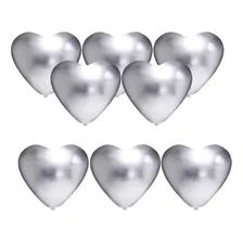 Balão Bexiga Coração Platino Prata N10 - 50 Unidades Pic Pic