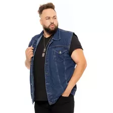 Colete Jeans Masculino Plus Size Liso Motoclube