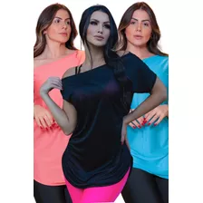 Kit 3 Camisas Feminina Fitness Dry Fit Luxo Academia