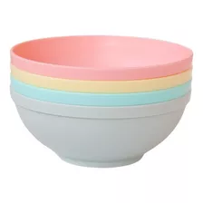 Kit 4 Tigelas Bowls Alimentação Infantil 300ml - Sana Babies Cor Rosa Pastel