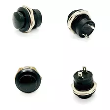 10 Peças - Chave Push Button Tipo Start- Bujão R13-507 Preto