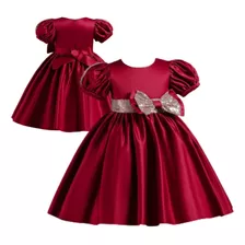  Vestido Princesa Rojo Lazo Para Niña Fiesta Bautizo T 2-12 