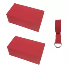 2 Pçs Tijolinho/bloquinho De Yoga + 1 Strap Alongamento Crua