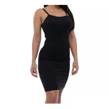 Vestido Feminino Canelado Justo Tubinho Básico Sem Bojo Midi