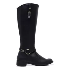 Bota Feminina Montaria Cano Alto Longo Over Ziper 11080