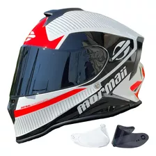 Capacete Fechado Viseira Fumê Mormaii Branco + Narigueira