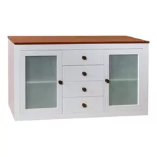 Aparador Buffet En Madera 2 Puertas 4 Cajones La Tentación Color Blanco