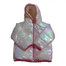 Campera Puffer Nena Con Abrigo Metalizada Chaqueta Hermosa