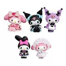 Figuras Kuromi Hello Kitty Sanrio Violeta Jade Pudin Set X5