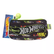 Estuche Escolar Niños Plano Hot Wheels Verde Cartuchera