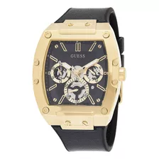 Guess Reloj Multifunción Cuadrado Negro Y Dorado Para Homb