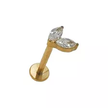 Piercing Labret Astm F136 G23 Acero Titanio Hoja Chapado Oro