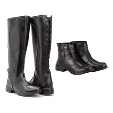 Kit Bota Montaria Plus Size Feminina + Bota Cano Curto